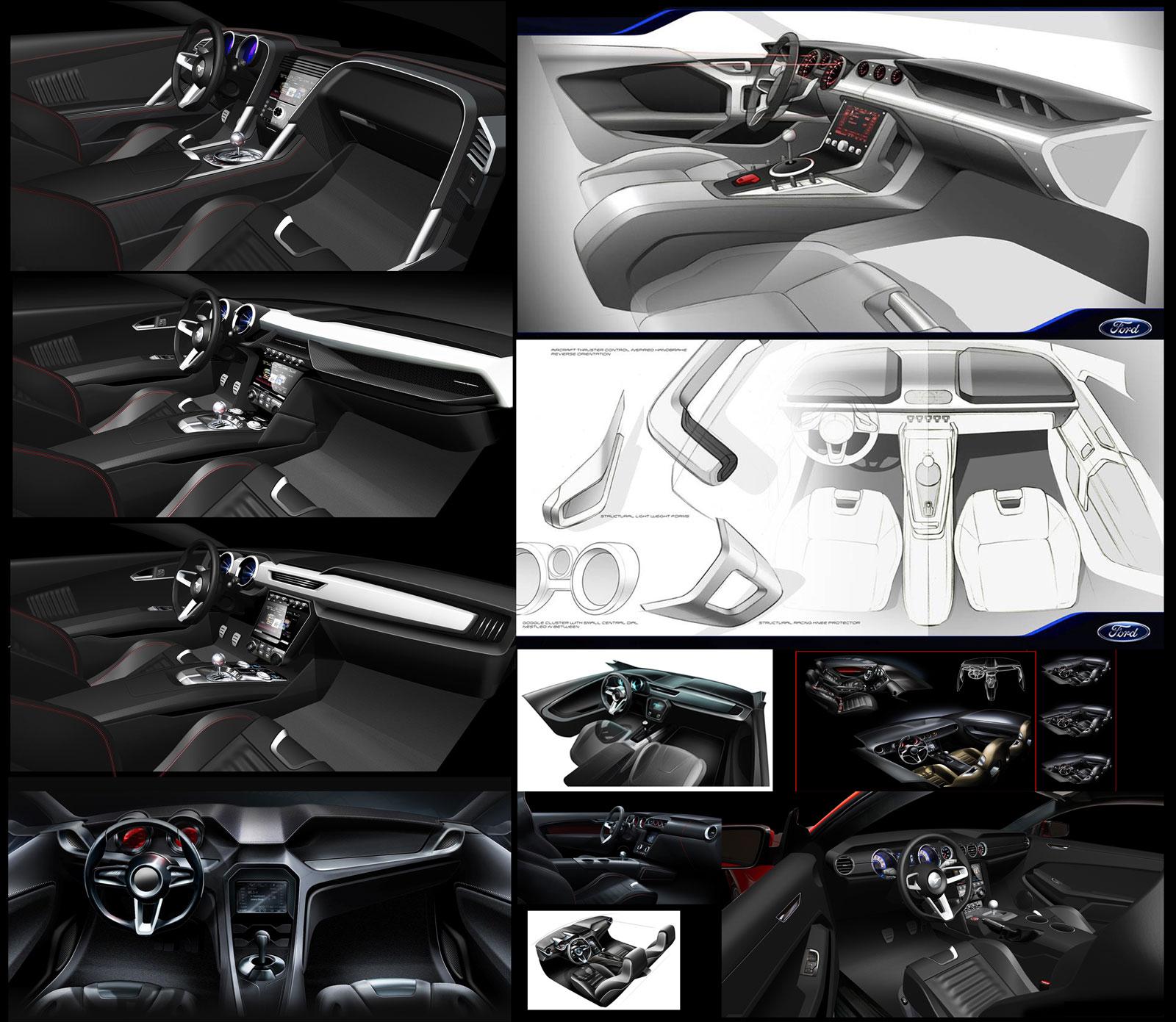 S650 Mustang Hands-on reviews: digital gauge cluster, display screens, SYNC 4 -- which media are calling impressive 02-2015-Ford-Mustang-Interior-design-sketches