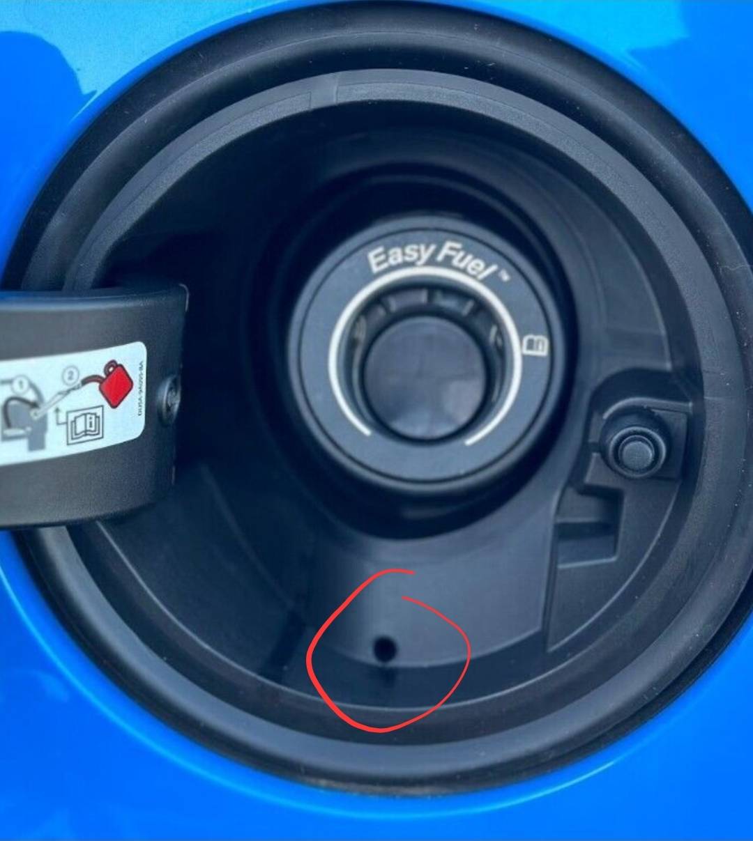 S650 Mustang Fuel Door Overflow Drain Outlet Location 1000000413