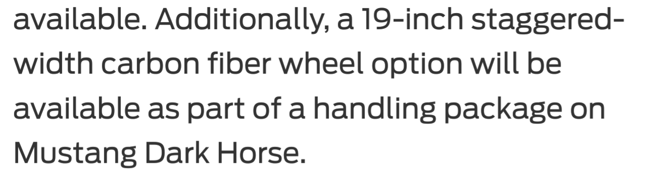 S650 Mustang Dark Horse carbon fiber wheel info & predictions 1000001828