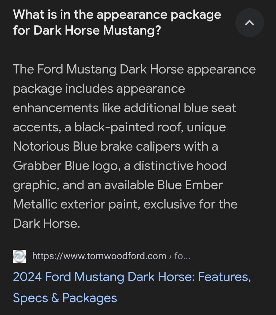 S650 Mustang Dark Horse Seat Color 1000019102