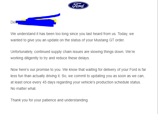 S650 Mustang Ford status update promise is more infuriating than comforting. 1691449249095