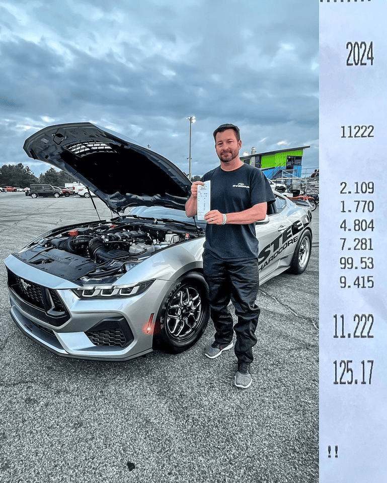 S650 Mustang First pass of the night in the new #2024Mustang #SilverBullet!  11.222 @ 125.17 1694870310141