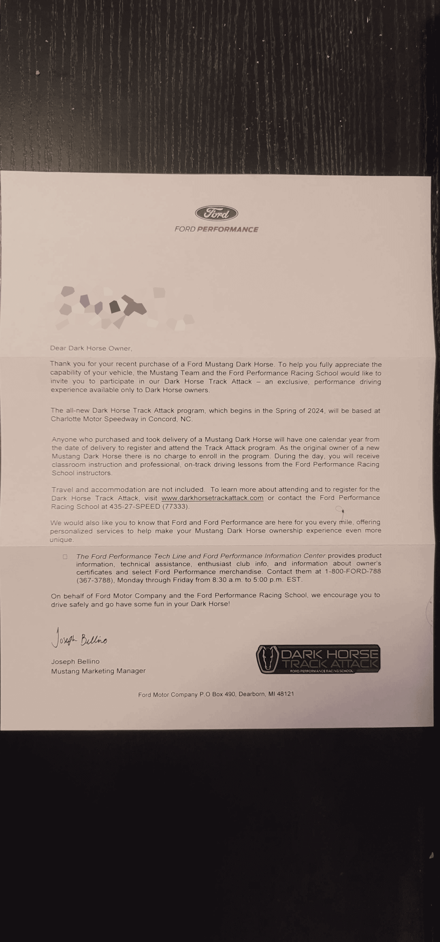 S650 Mustang Got a letter from Ford 1700013193679