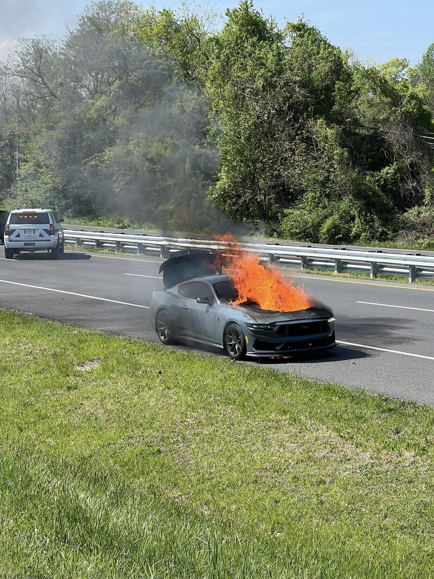 S650 Mustang Dark Horse on fire and burns down (from stuck clutch) 1713484525944-