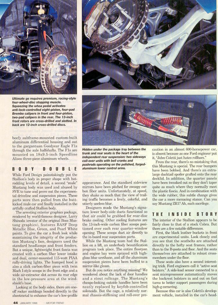S650 Mustang Mustang GTD In-Cabin Window Displays State-of-the-Art Racing Suspension 1998-ford-mustang-super-stallion-motor-trend-05