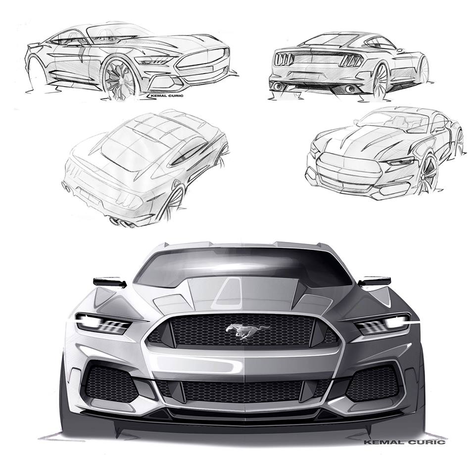 S650 Mustang Video: Dark Horse S650 shown to assembly workers w/ headlights animation, cold start and revving sounds 2015mustangsketch1-