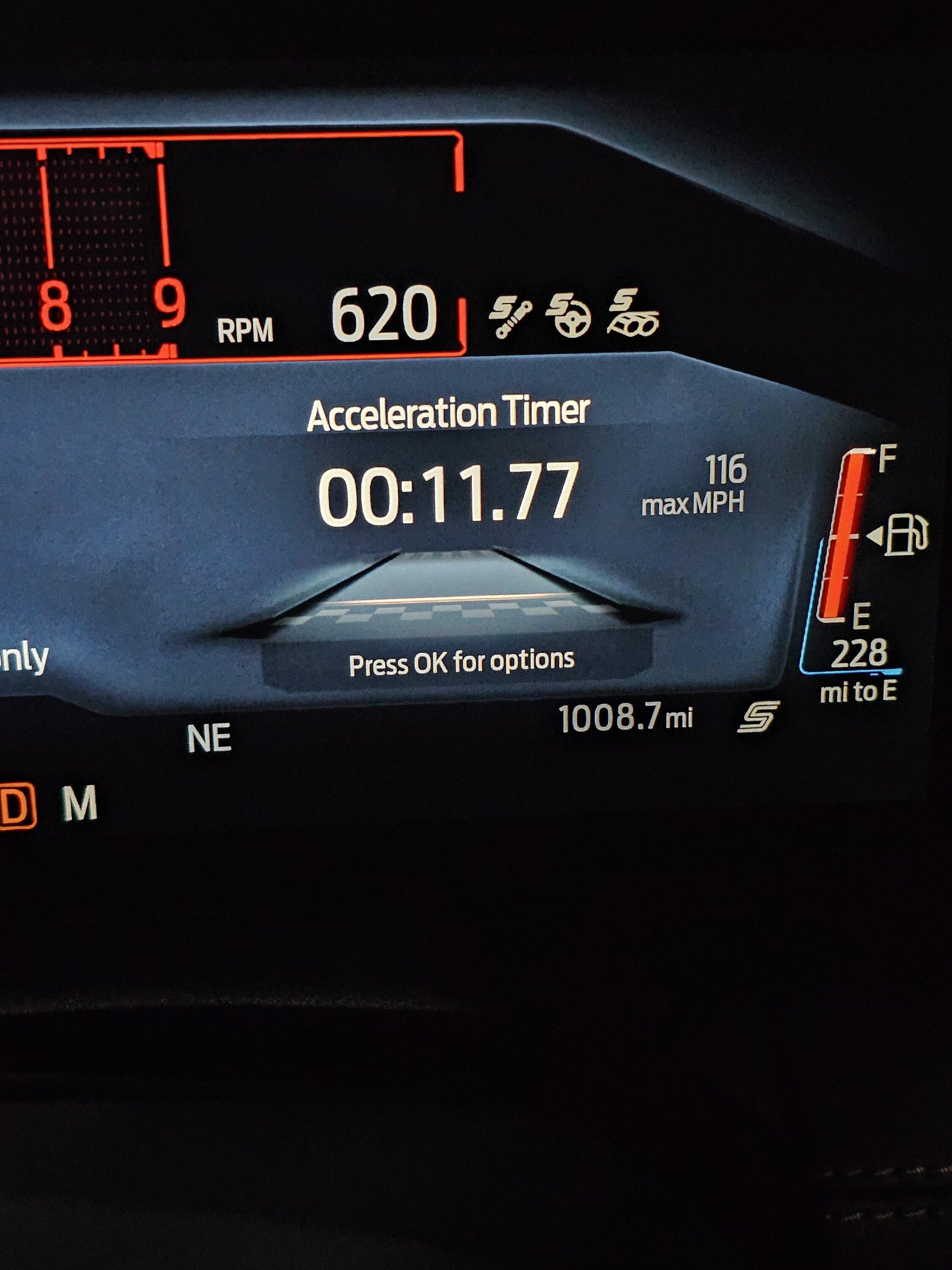 S650 Mustang This can't be right? First 0-60 pull 20231018_234534