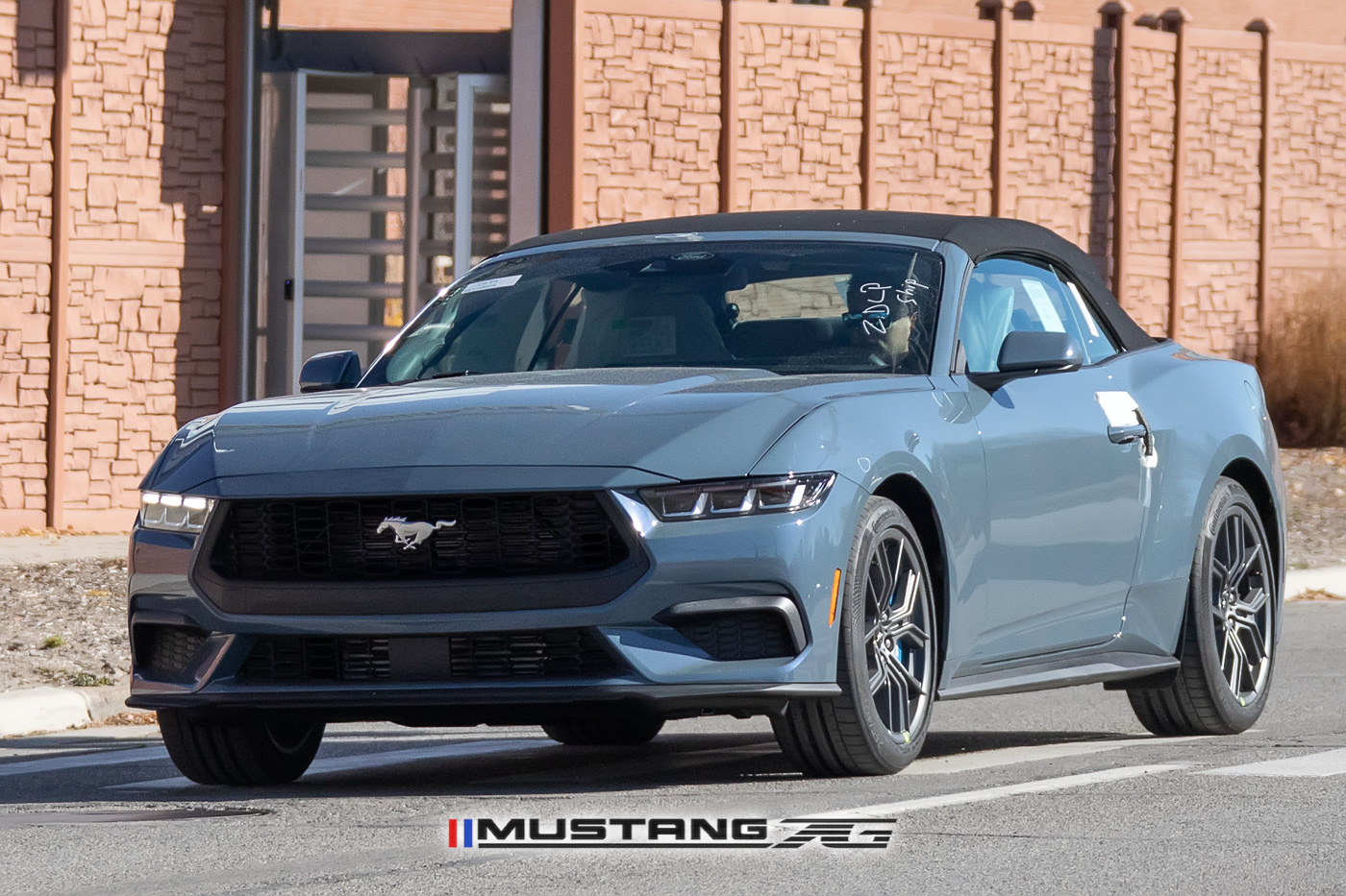 S650 Mustang 2024 Mustang EcoBoost Convertible Spied in Vapor Blue w/Blue Brembos 2024-mustang-convertible-ecoboost-vapor-blue-s650-1
