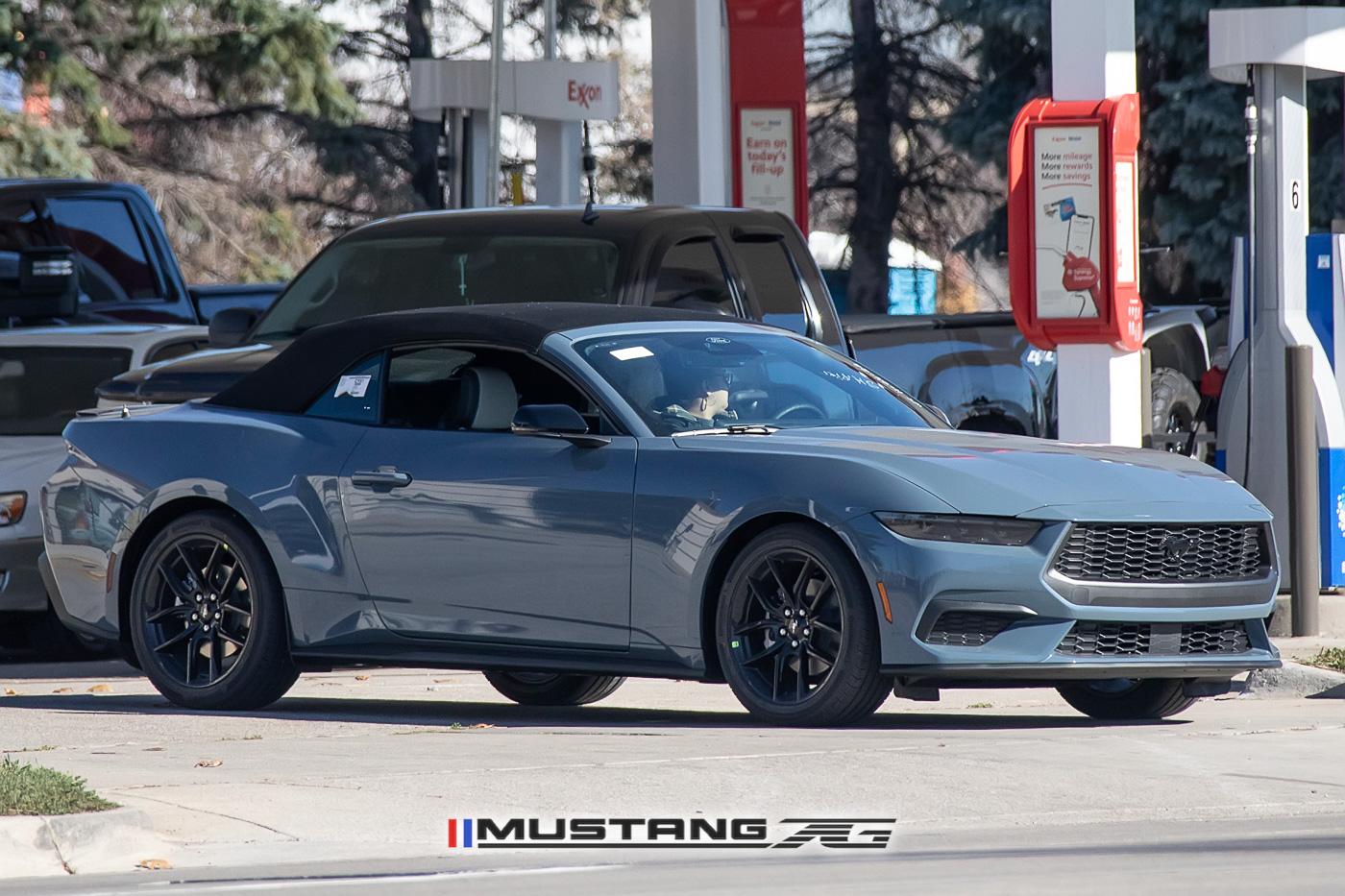 2025 Mustang EcoBoost Convertible Spied in Vapor Blue w/Blue Brembos