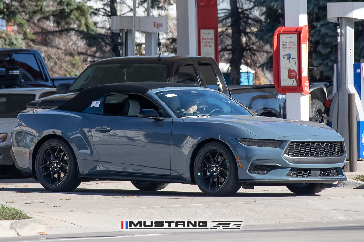 S650 Mustang 2024 Mustang EcoBoost Convertible Spied in Vapor Blue w/Blue Brembos 2024-mustang-convertible-ecoboost-vapor-blue-s650-10