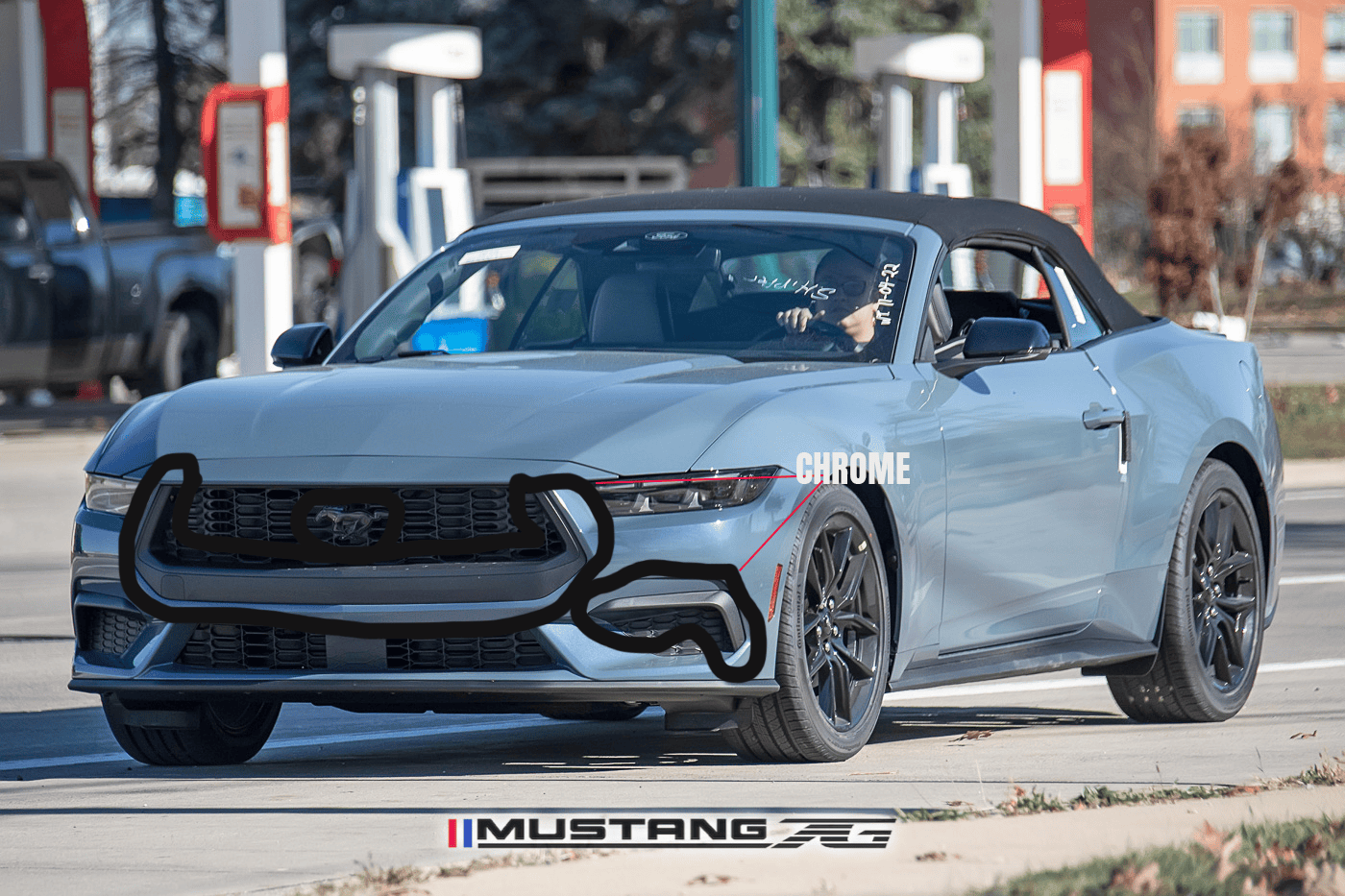 S650 Mustang 2024 Mustang EcoBoost Convertible Spied in Vapor Blue w/Blue Brembos 2024-mustang-convertible-ecoboost-vapor-blue-s650-11