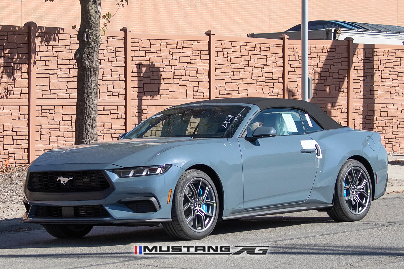 S650 Mustang 2024 Mustang EcoBoost Convertible Spied in Vapor Blue w/Blue Brembos 2024-mustang-convertible-ecoboost-vapor-blue-s650-3