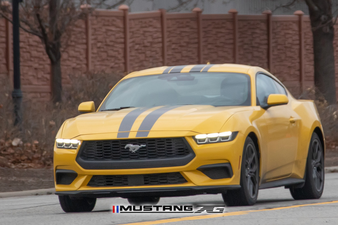 S650 Mustang Racing Stripes Spied on Yellow Splash 2024 Mustang GT & EcoBoost (S650) 2024-mustang-ecoboost-s650-yellow-splash-racing-stripes-1
