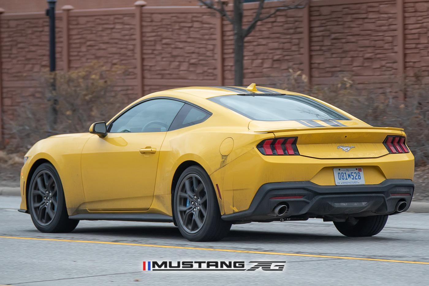 S650 Mustang Racing Stripes Spied on Yellow Splash 2024 Mustang GT & EcoBoost (S650) 2024-mustang-ecoboost-s650-yellow-splash-racing-stripes-6