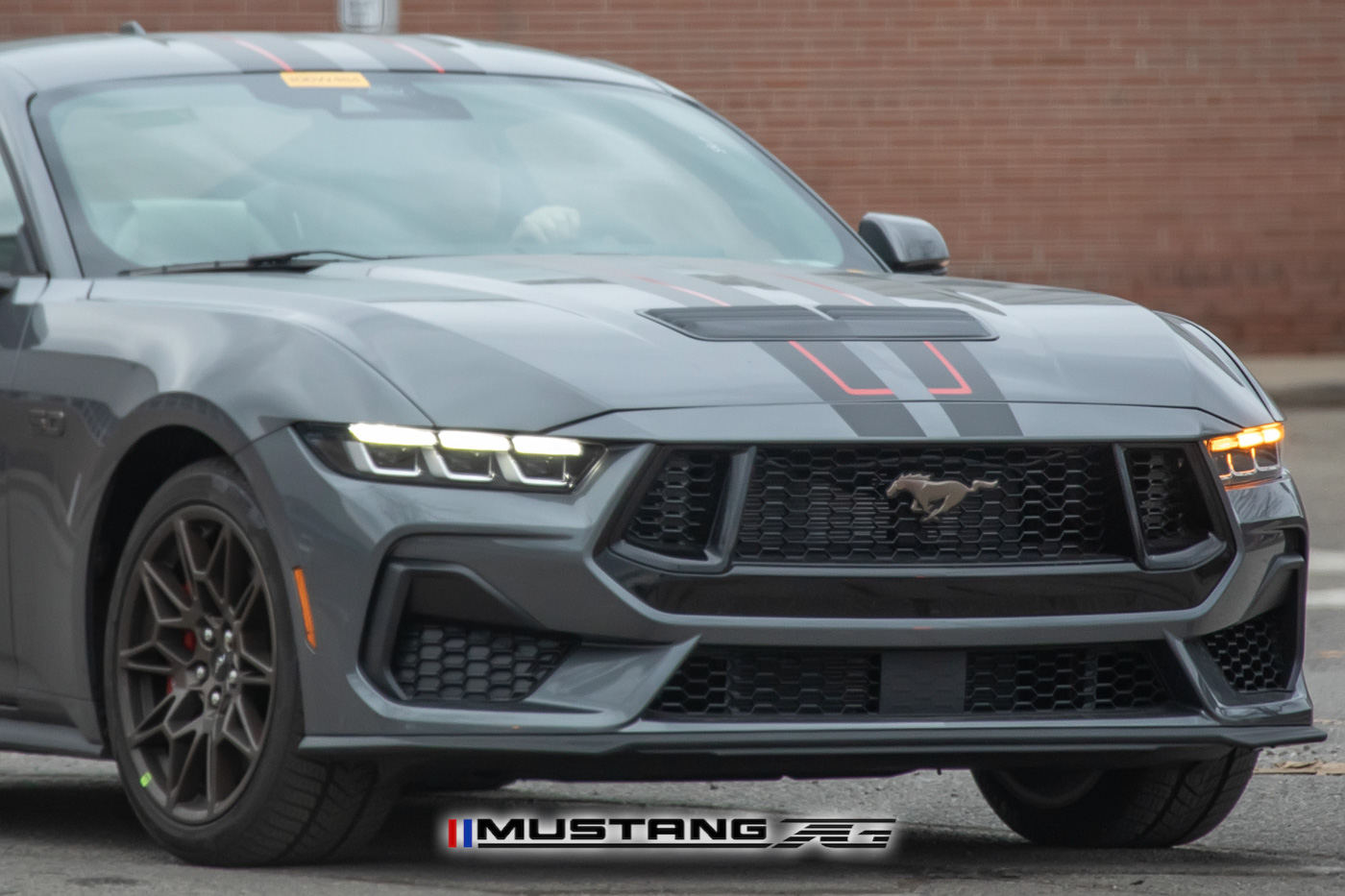 S650 Mustang Red & Black Stripes Spied on Carbonized Gray 2024 Mustang GT w/Bronze Appearance Package 2024-mustang-gt-carbonized-gray-bronze-package-black-red-racing-stripes-1