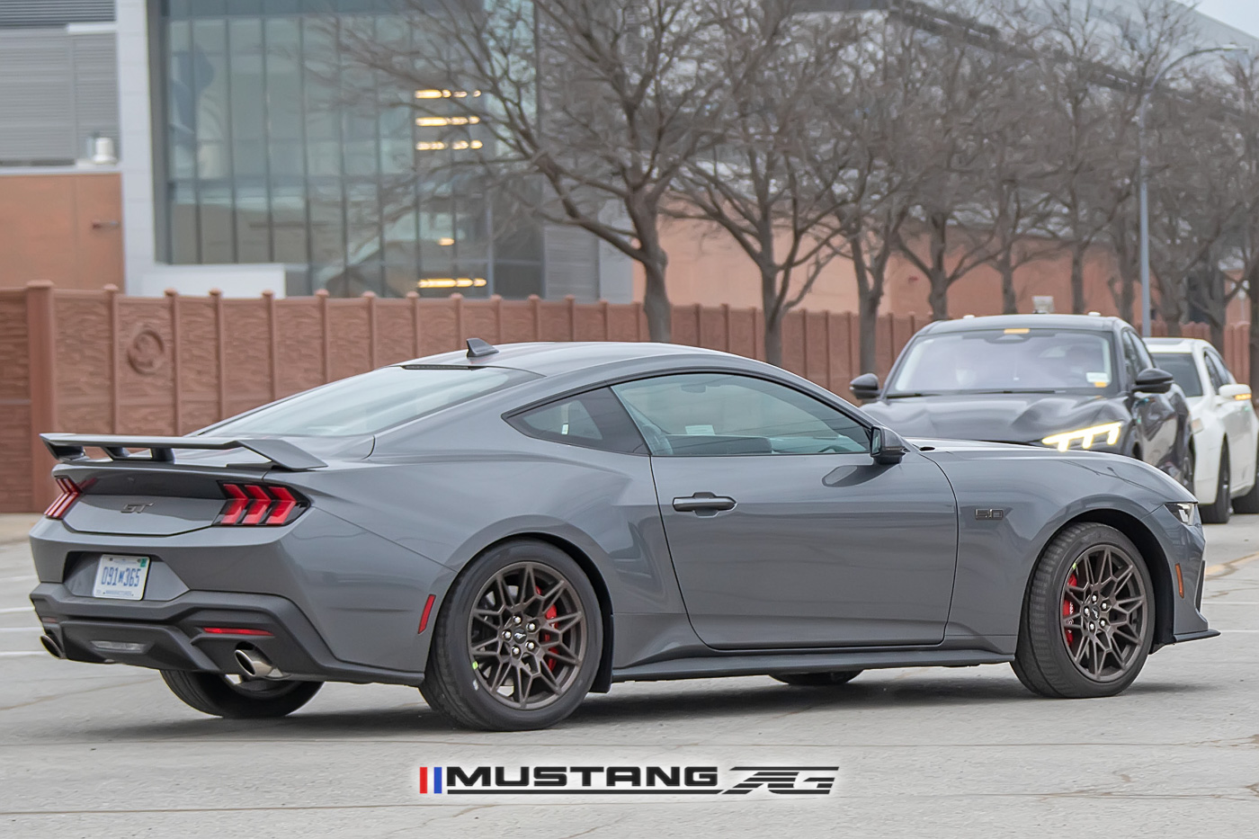 S650 Mustang Red & Black Stripes Spied on Carbonized Gray 2024 Mustang GT w/Bronze Appearance Package 2024-mustang-gt-carbonized-gray-bronze-package-black-red-racing-stripes-16