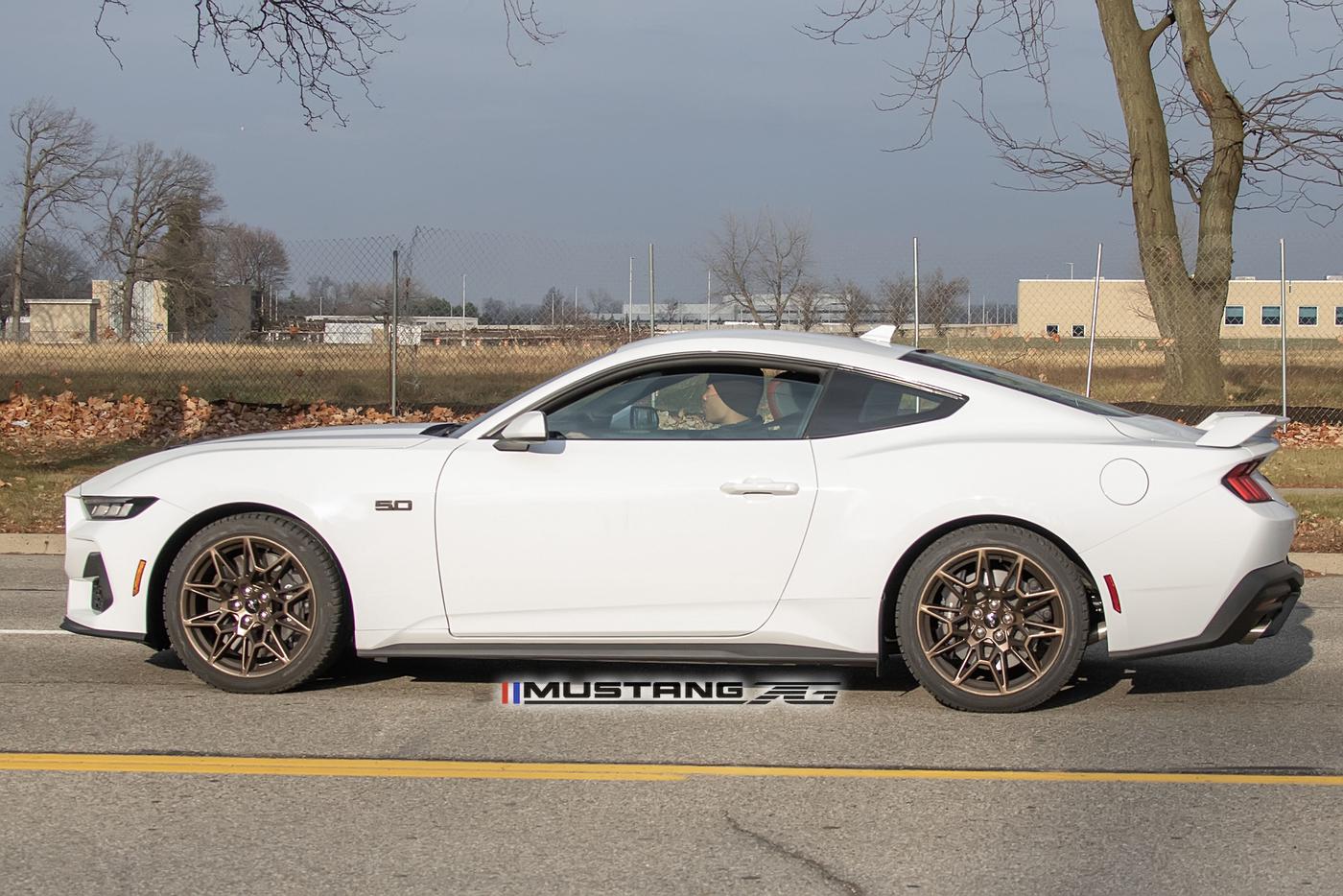 2025 Mustang GT (S650) Spied in White with Bronze Appearance Package