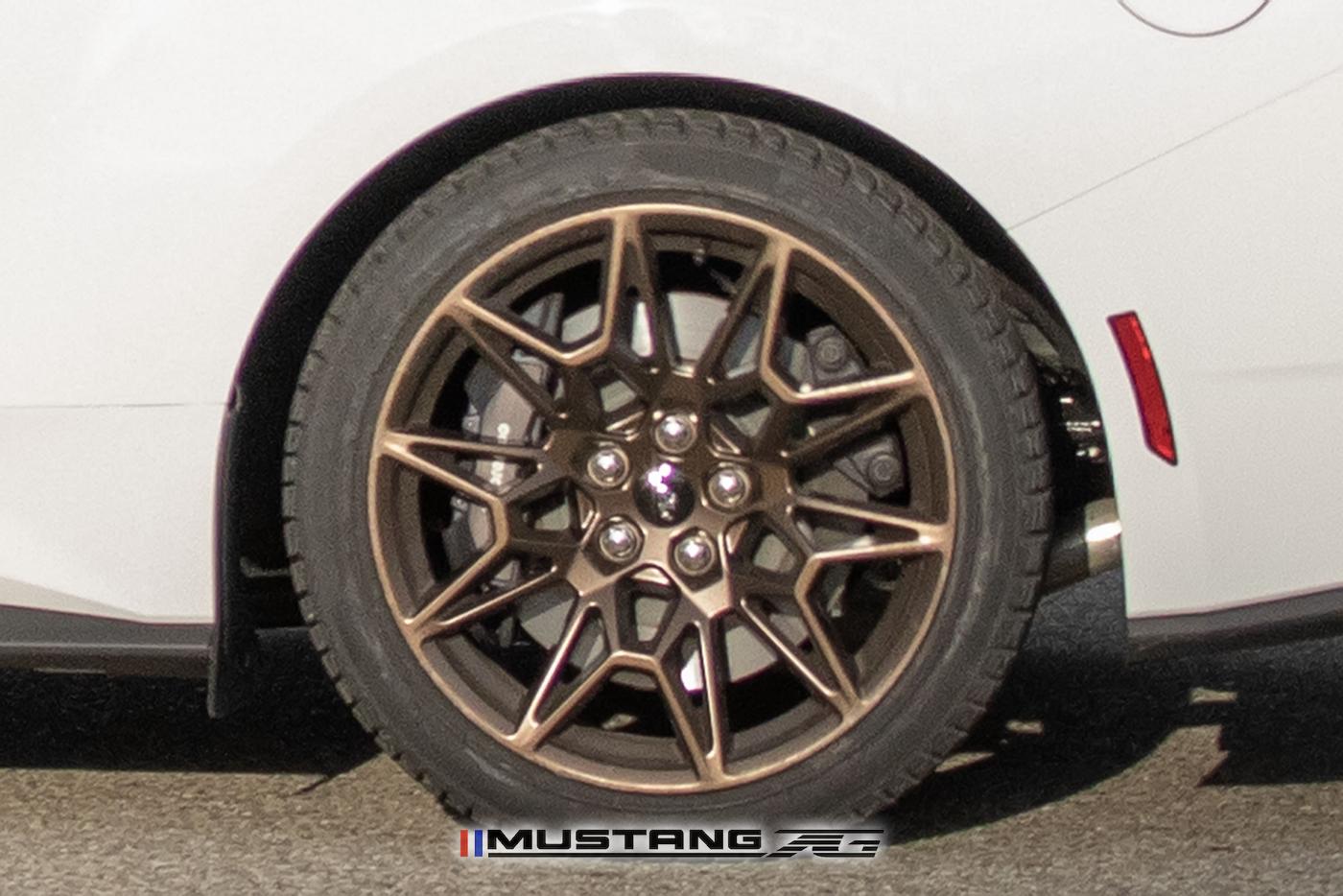 S650 Mustang 2024 Mustang GT (S650) Spied in White with Bronze Appearance Package 2024-mustang-gt-white-bronze-wheels-6