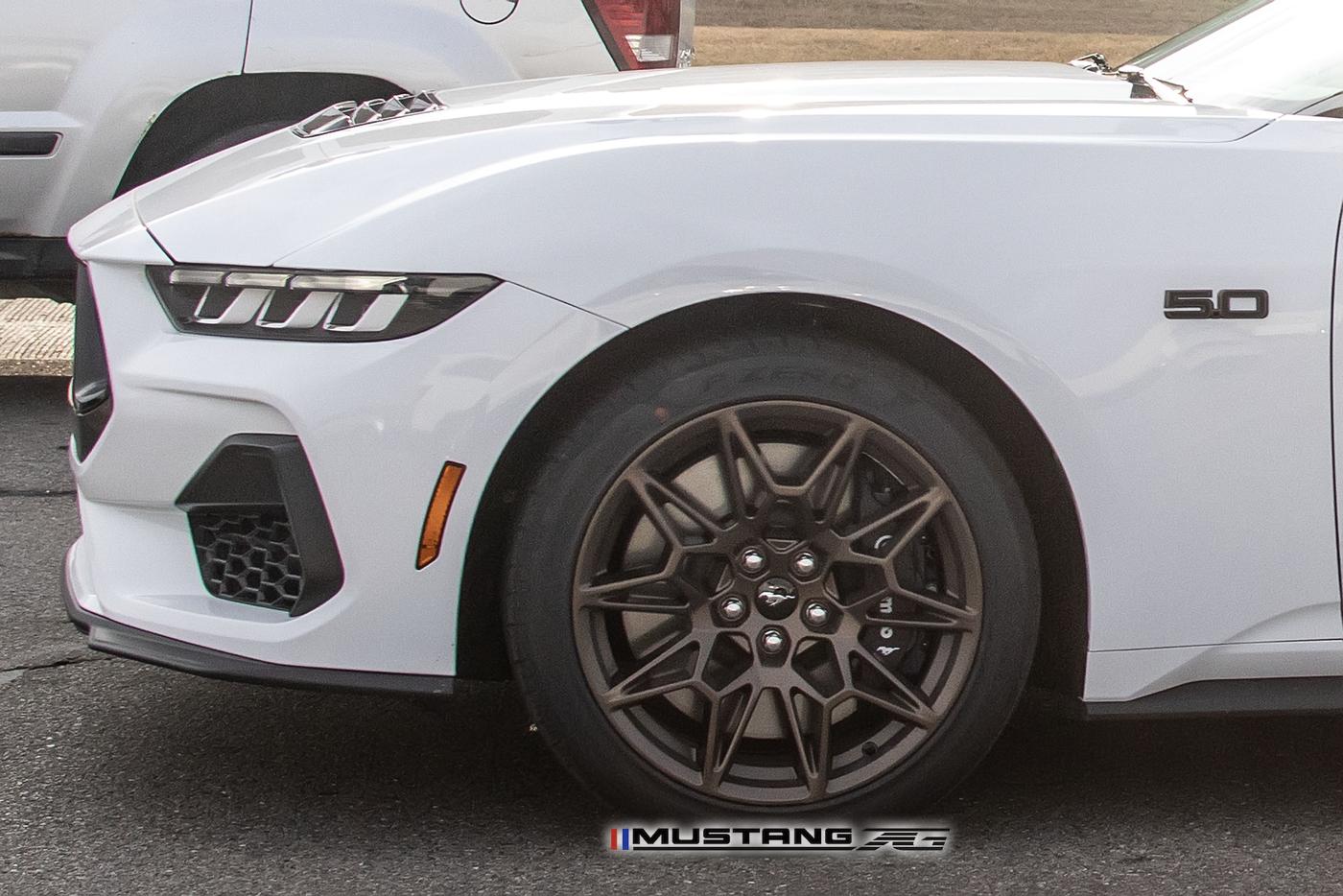 S650 Mustang 2024 Mustang GT (S650) Spied in White with Bronze Appearance Package 2024-mustang-gt-white-bronze-wheels-8