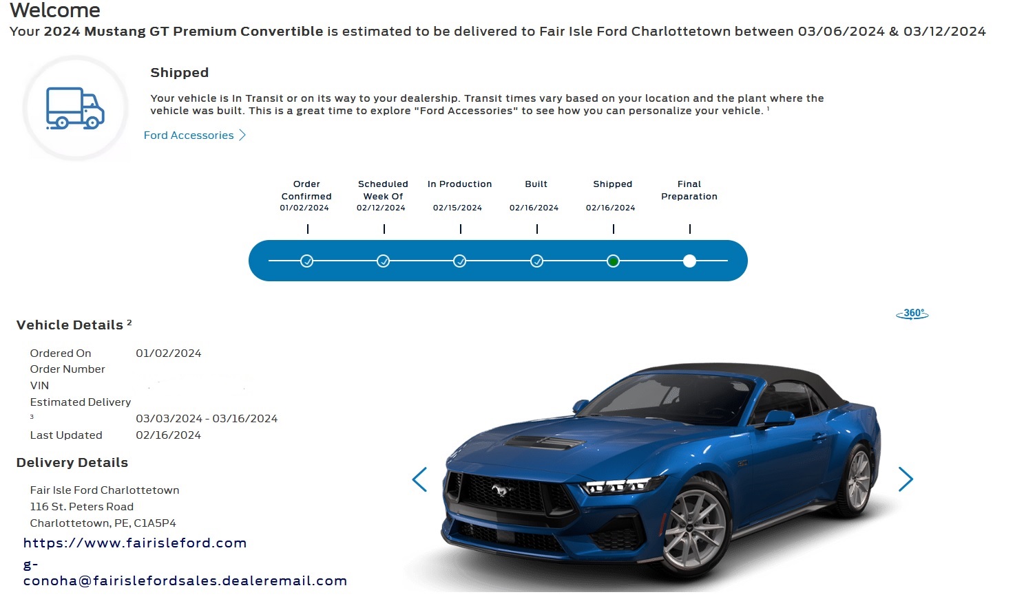 S650 Mustang Canadian delivery updates 2024 Mustang ShippedBL