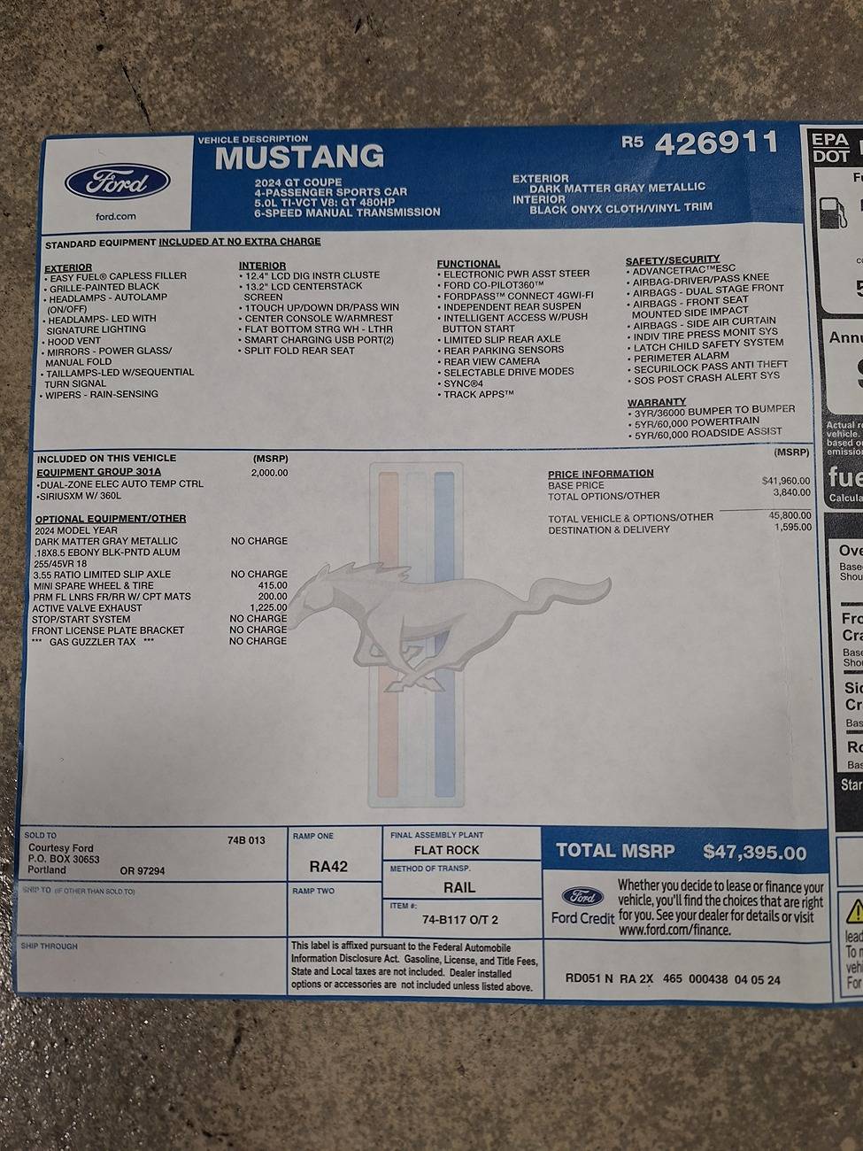 S650 Mustang 2024 301A Package Question 20240822_180705