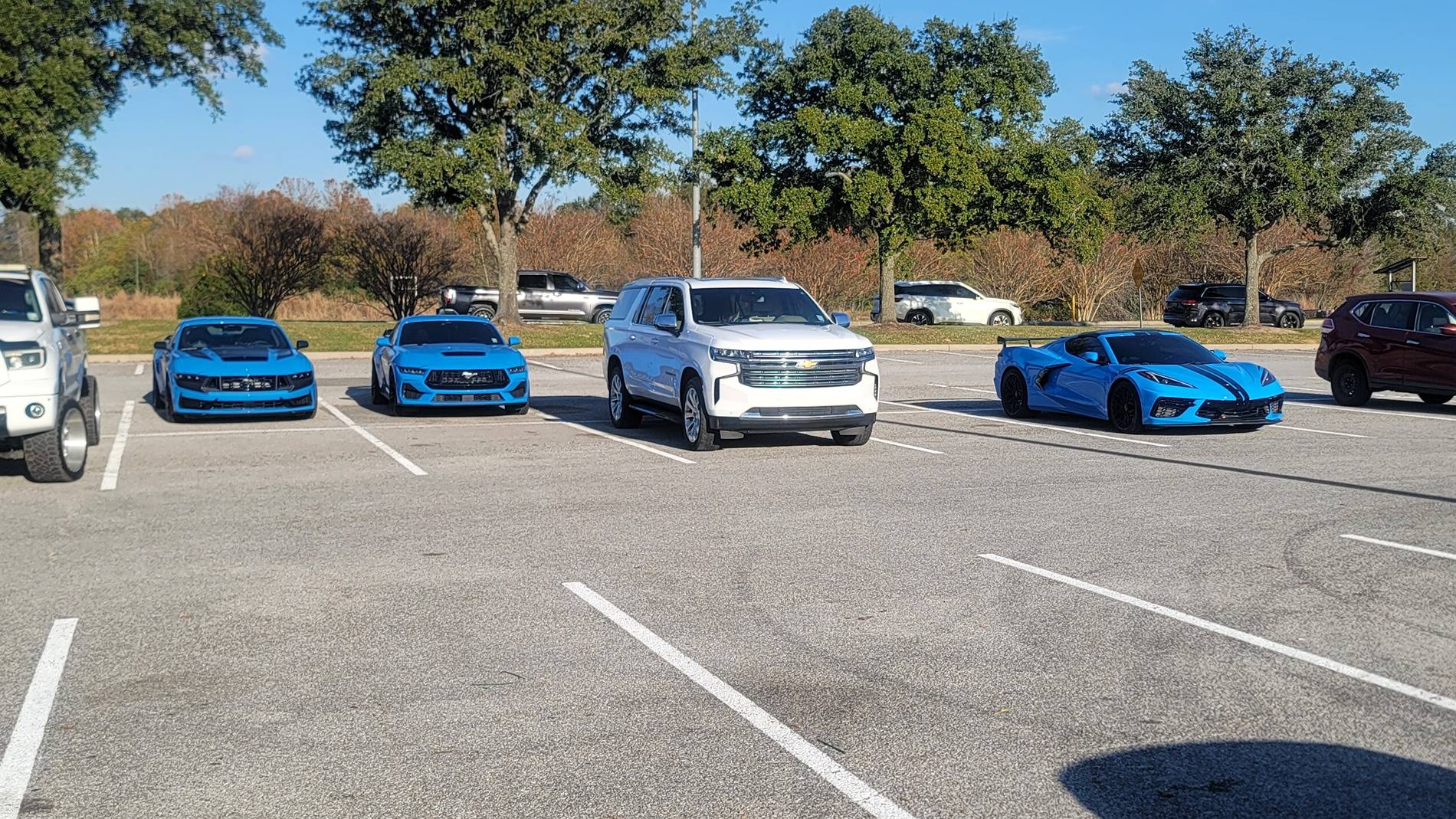S650 Mustang My twin found me -- 2024 GT Grabber Blue 20241224_152051