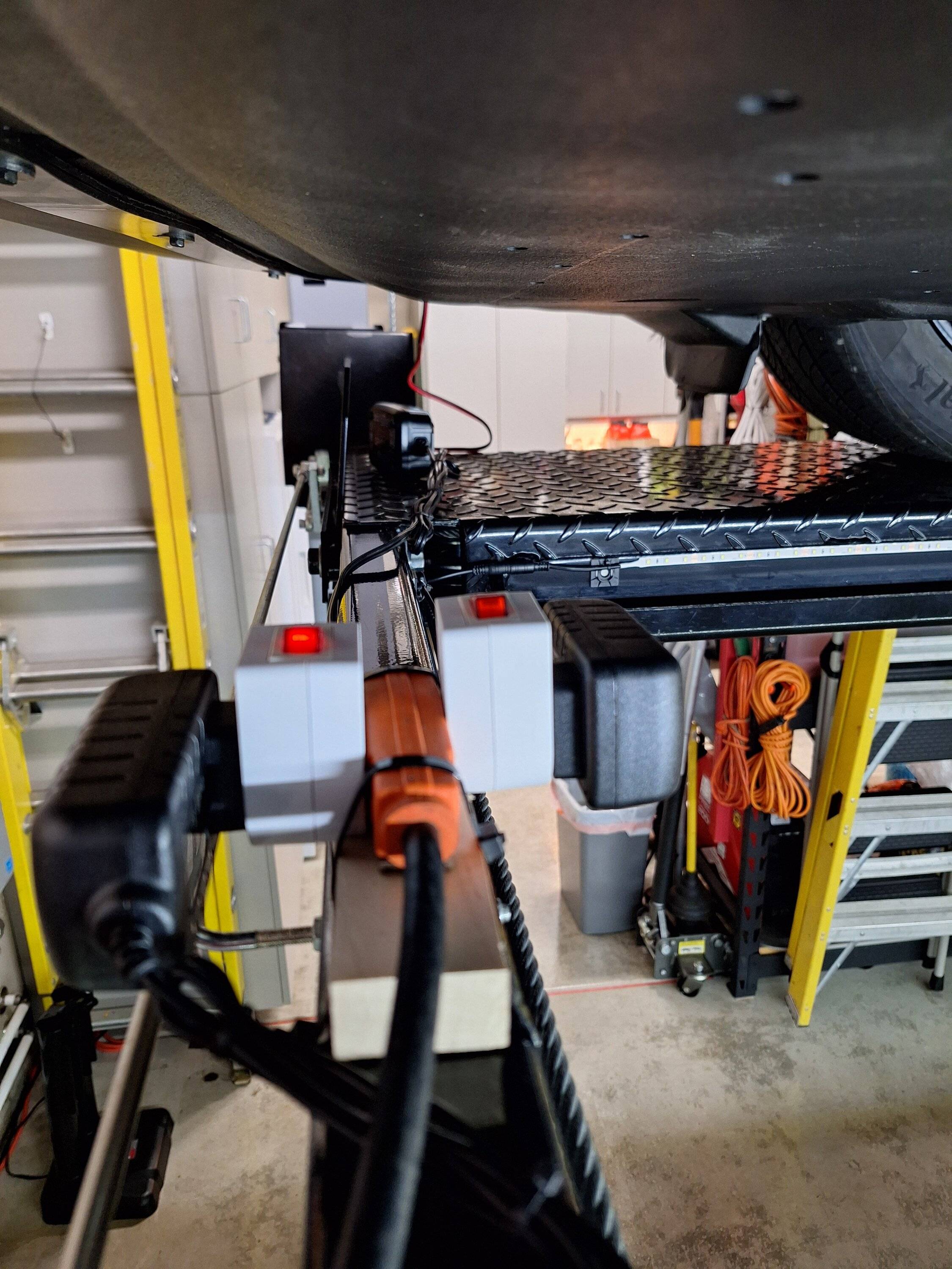 S650 Mustang LED light Install on 4 post Lift 20241230_171549