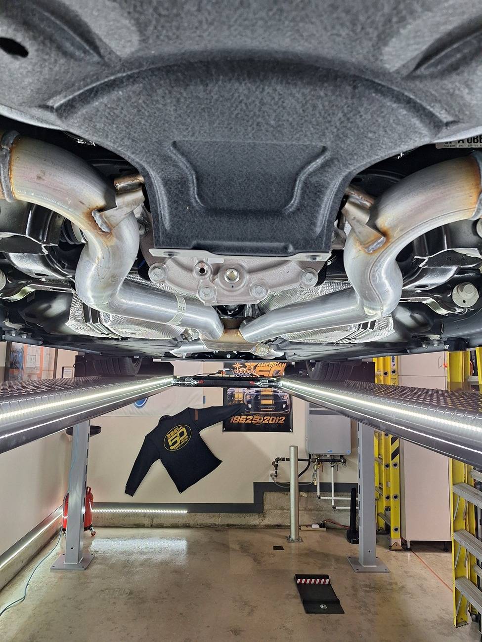S650 Mustang LED light Install on 4 post Lift 20241230_172348