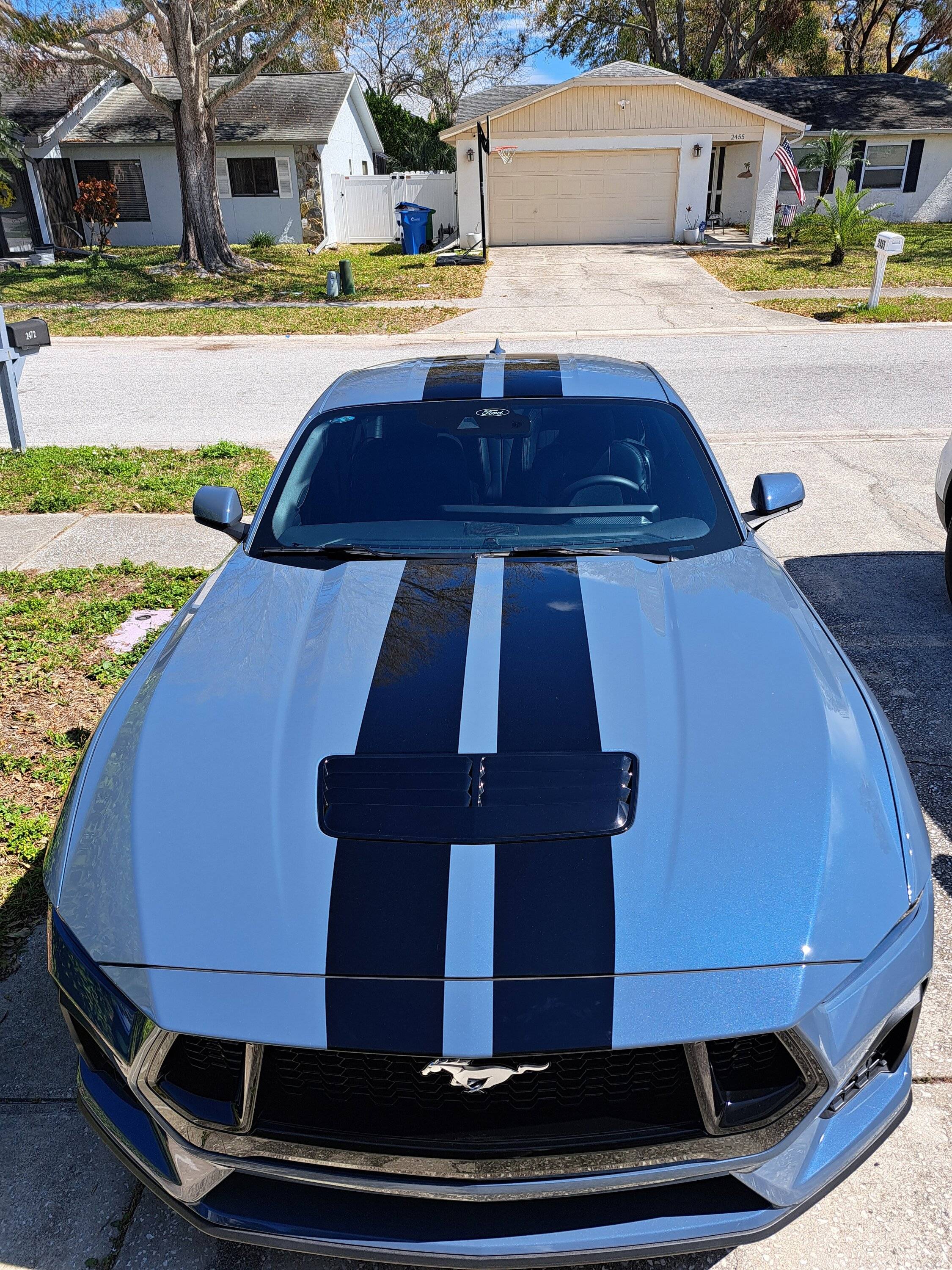 S650 Mustang Rally stripes installed 20250301_125810