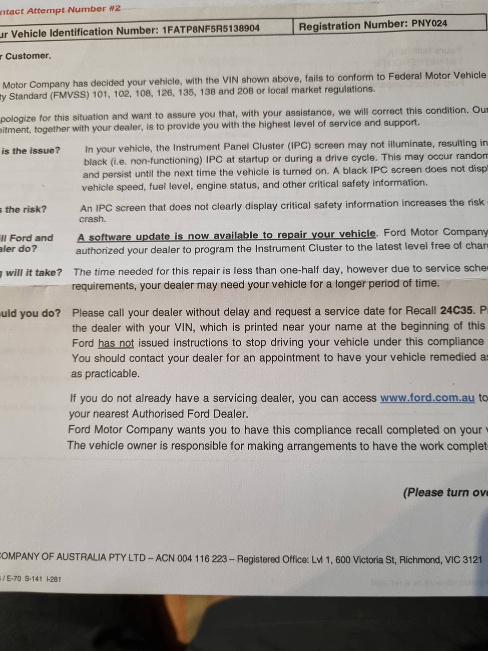 S650 Mustang Australia - 24C35 S650 Recall and Service Action Lookup 20250311_192535