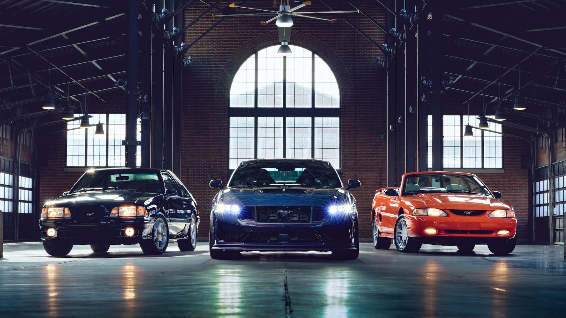 S650 Mustang 2024 Mustang Dark Horse meets its iconic ’90s Fox Body and SN95 predecessors 23MT02_Mustang-Group-022