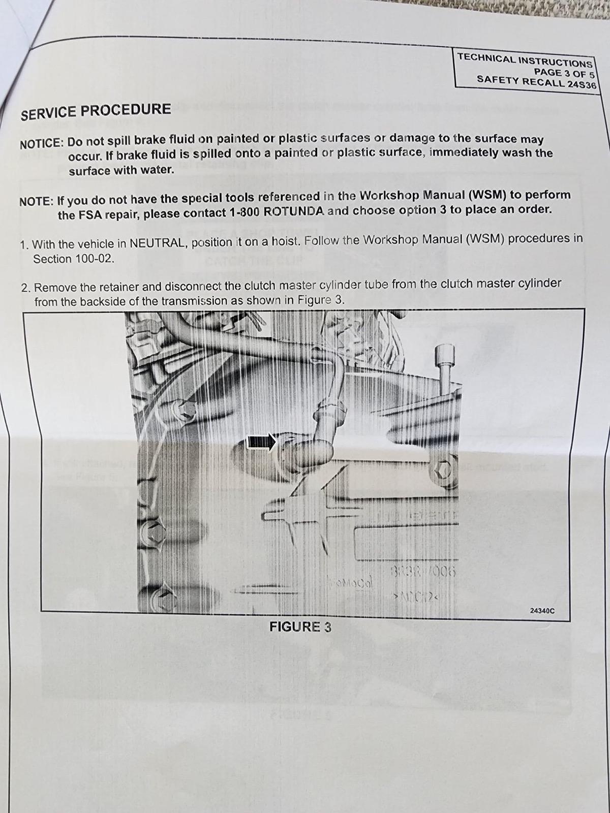 S650 Mustang Recall 24S36 - Leaking Hydraulic Clutch Pressure Line 3