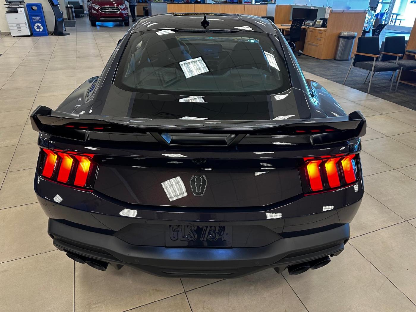 S650 Mustang 2024 Dark Horse on display at dealer "For Sale" (Blue Ember) 32180517413x1400