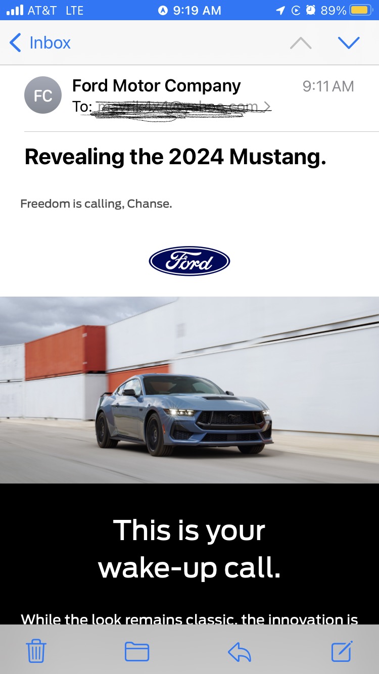 S650 Mustang "This Is Your Wake-up Call" Email Received This Morning 8A887C67-01CF-4042-9611-A22300BB6645