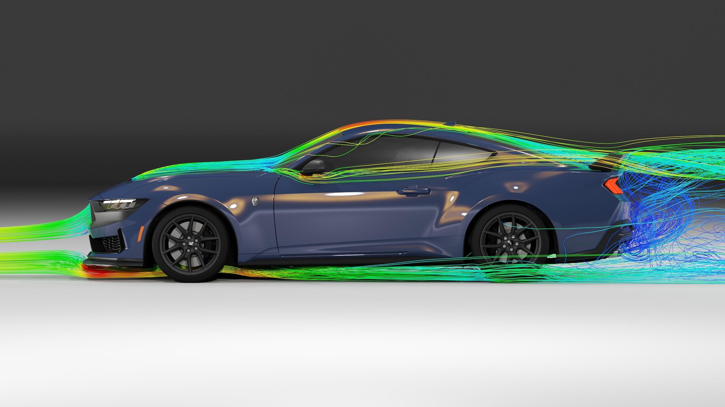 S650 Mustang Mustang Dark Horse Was Shaped by Ford's New Cutting Edge 200 MPH Wind Tunnel Aero visualizations_Mustang Dark Horse_02