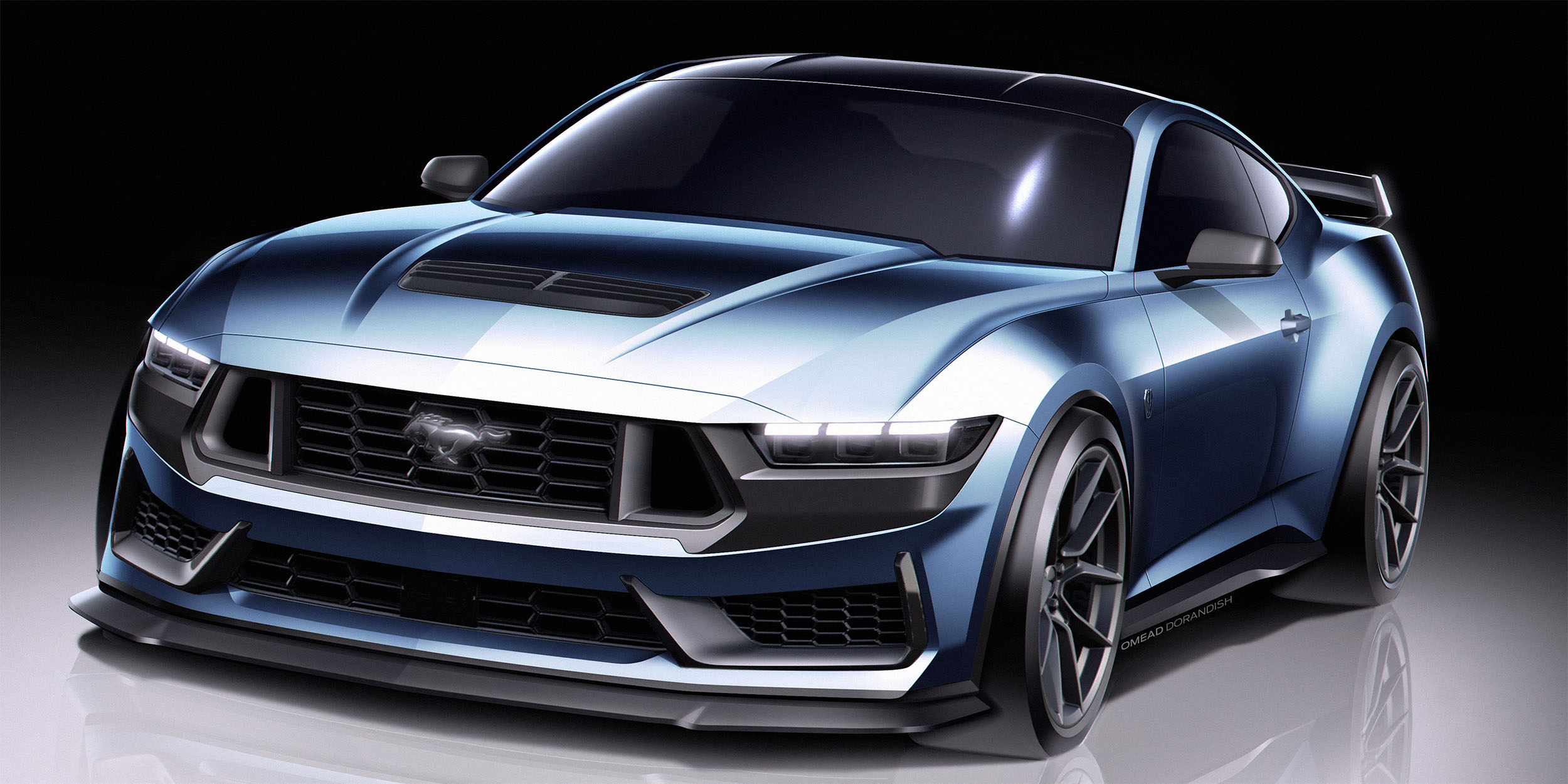 S650 Mustang Dark Horse Mustang in different colors sketches posted by Ford Performance dark horse mustang s650
