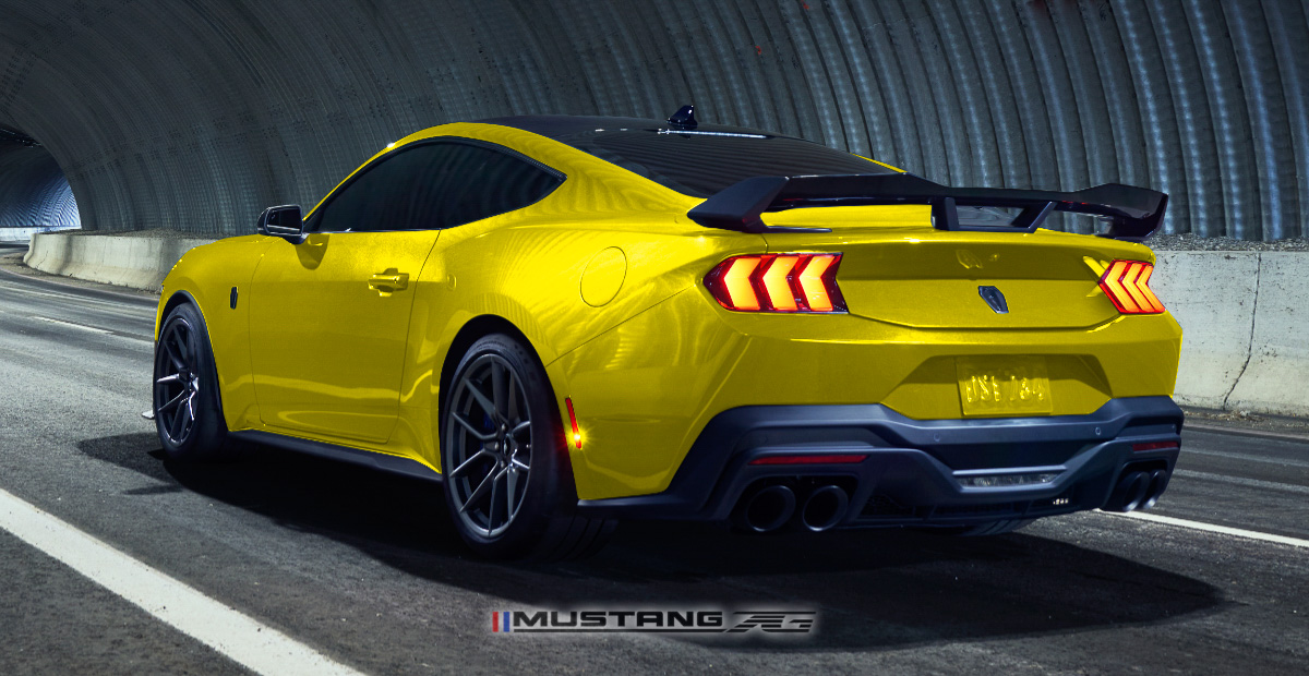 S650 Mustang Dark Horse Mustang in more colors - renderings DarkHorse_Rear_Yellow