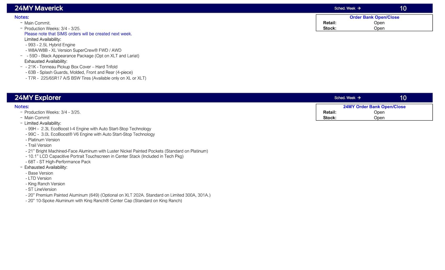 S650 Mustang 2024 Mustang Main Commit Scheduling This Week (1/25/24) for Production Weeks 3/4 - 3/25 Ford Scheduling Notes - 1.22.24-13