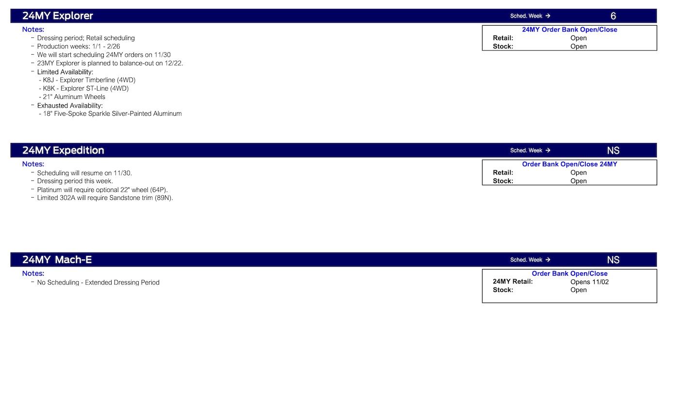 S650 Mustang No Mustang Scheduling This Week (11/16/23) Ford Scheduling Notes - 11.13.23 -3