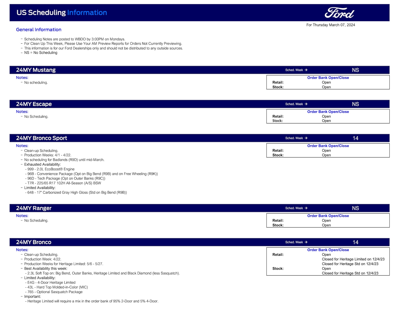 S650 Mustang 2024 Mustang No Scheduling This Week (3/7/24) Ford Scheduling Notes - 3.4.24-1