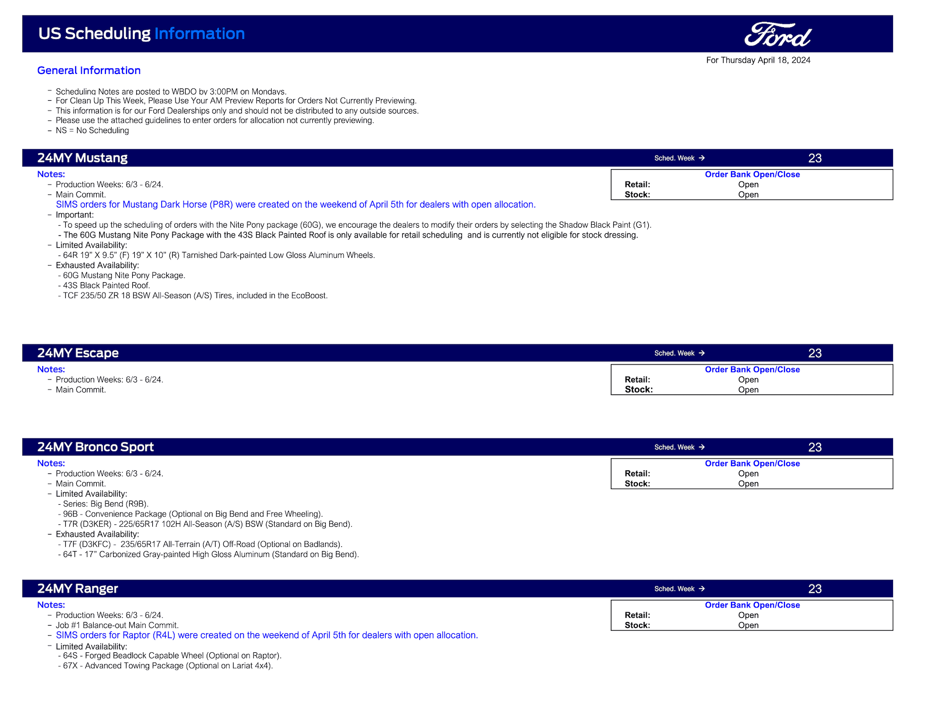 S650 Mustang 2024 Mustang Scheduling This Week (4/18/24) for Production Weeks 6/3 - 6/24 Ford Scheduling Notes - 4.15.24-1