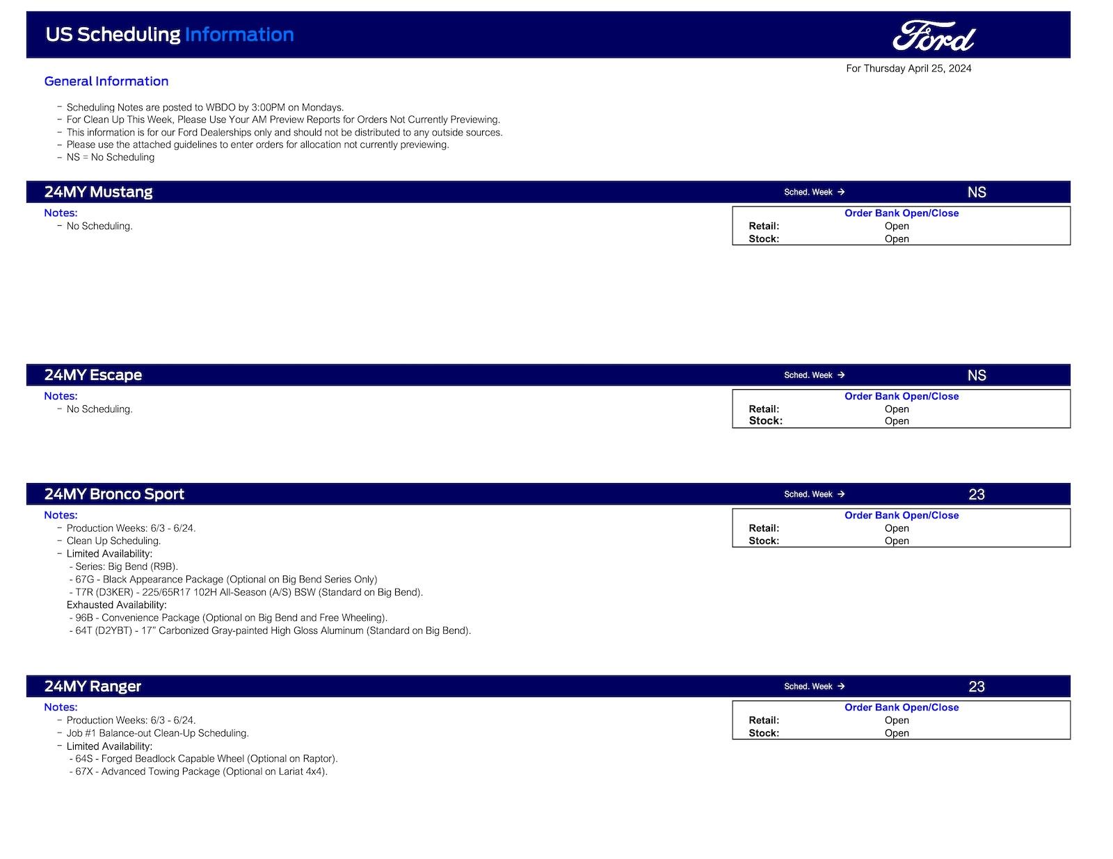 S650 Mustang 2024 Mustang No Scheduling This Week (4/24/25) Ford Scheduling Notes - 4.22.24-1