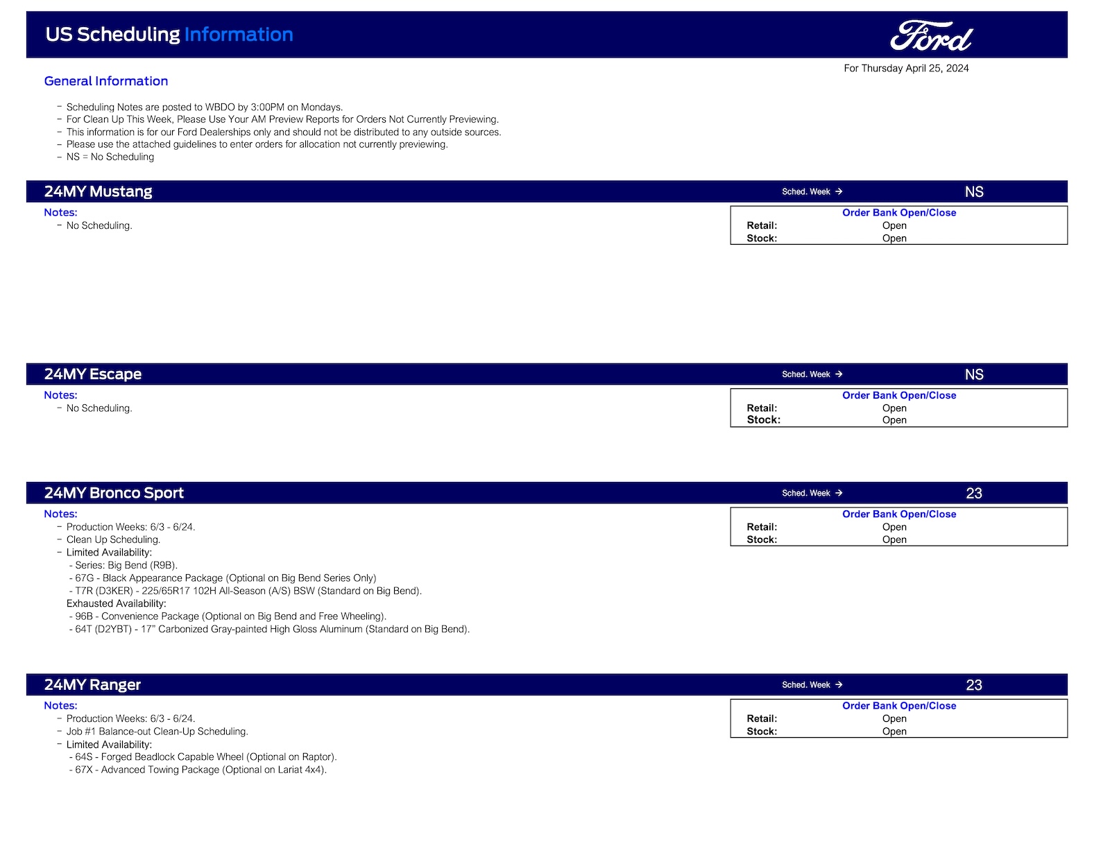 S650 Mustang 2024 Mustang No Scheduling This Week (4/24/25) Ford Scheduling Notes - 4.22.24-1