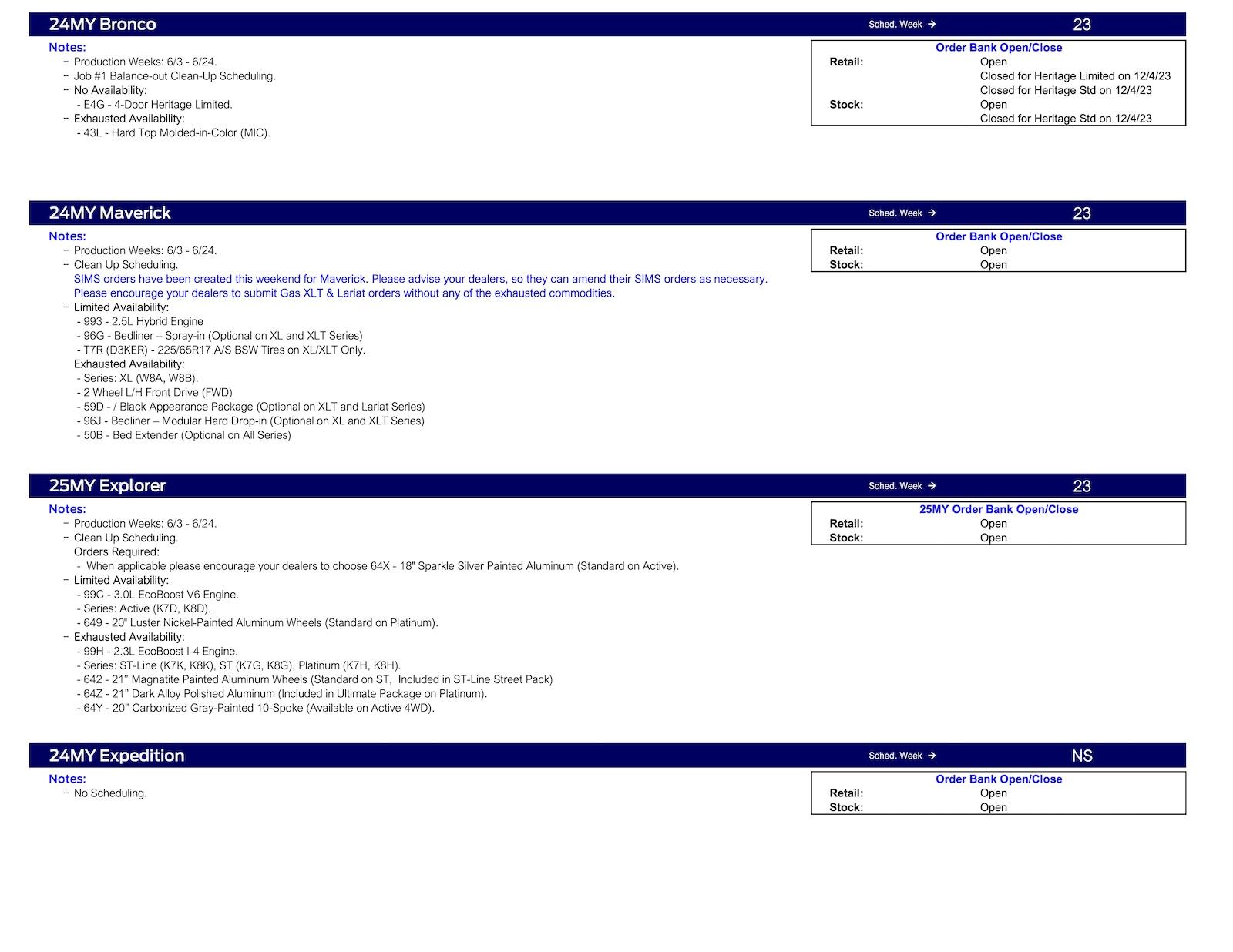 S650 Mustang 2024 Mustang No Scheduling This Week (4/24/25) Ford Scheduling Notes - 4.22.24-2