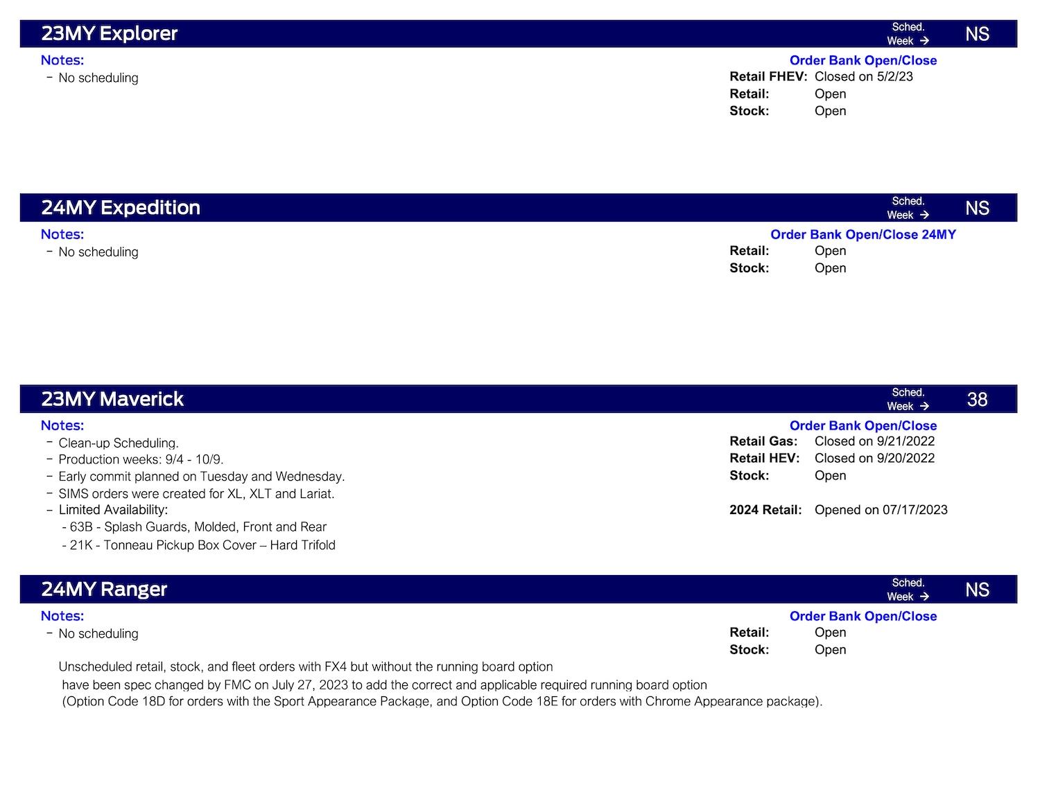 S650 Mustang No Mustang Scheduling This Week (8/10/23) Ford Scheduling Notes 8.7.23-3