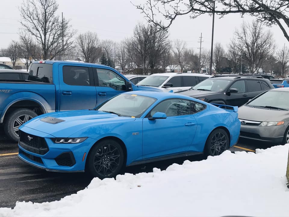 S650 Mustang Body Color Painted Spoiler Wing 👍 or 👎 ?? Grabber Blue 5