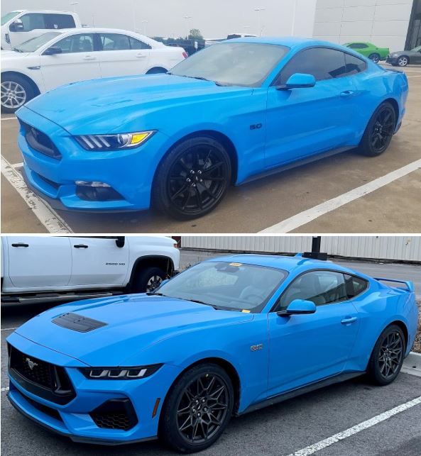 S650 Mustang S650 Mustang vs S550 Mustang side-by-side comparison pics thread grabber blue comparison.JPG