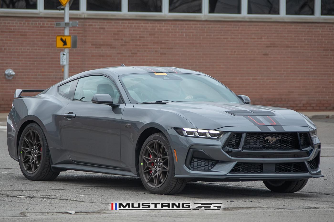 S650 Mustang Red & Black Stripes Spied on Carbonized Gray 2024 Mustang GT w/Bronze Appearance Package gray-bronze-package-black-red-racing-stripes-2-