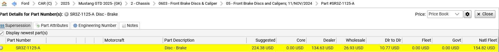S650 Mustang Mustang GTD Information from ECat (Electronic Catalog) – Part Numbers, Technical Specs, Hidden Features GTD Front Rotor Cost.JPG