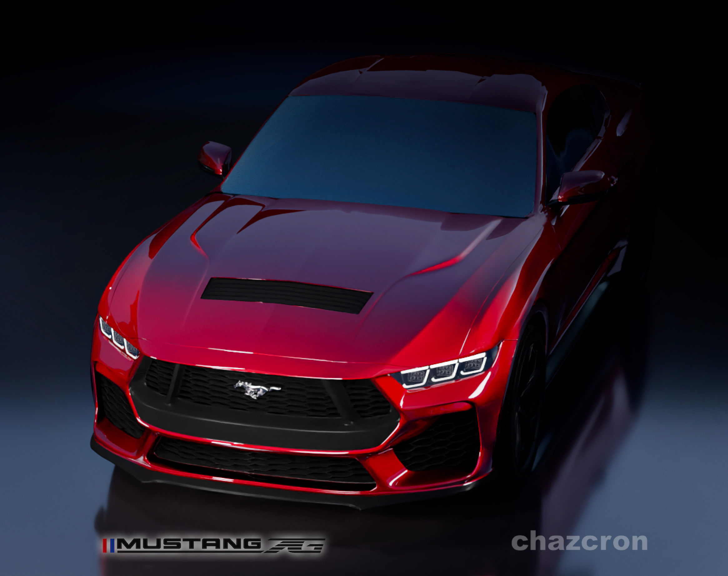 S650 Mustang chazcron weighs in... 7th gen 2023 Mustang S650 3D model & renderings in several colors! Hood_Conjecture_in_Red